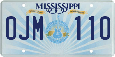 MS license plate OJM110