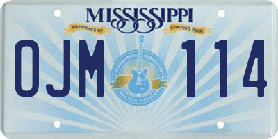 MS license plate OJM114
