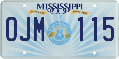 MS license plate OJM115