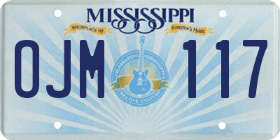 MS license plate OJM117