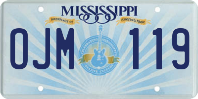 MS license plate OJM119
