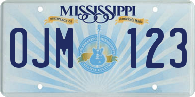 MS license plate OJM123