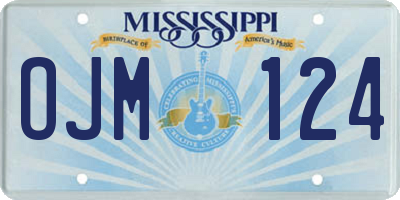 MS license plate OJM124