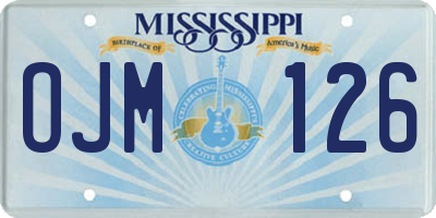 MS license plate OJM126
