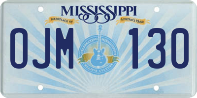 MS license plate OJM130