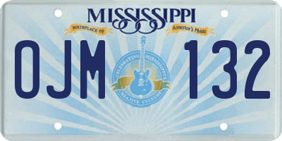 MS license plate OJM132