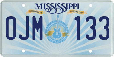 MS license plate OJM133