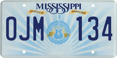 MS license plate OJM134