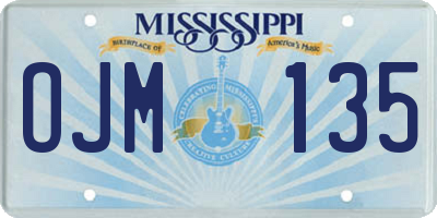 MS license plate OJM135