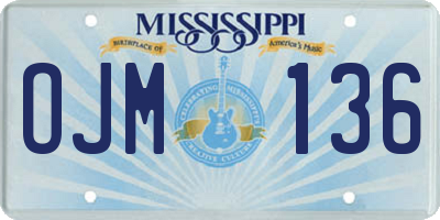 MS license plate OJM136