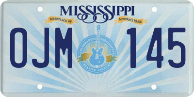 MS license plate OJM145