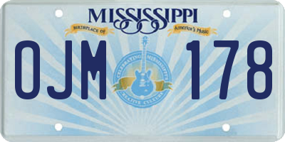 MS license plate OJM178