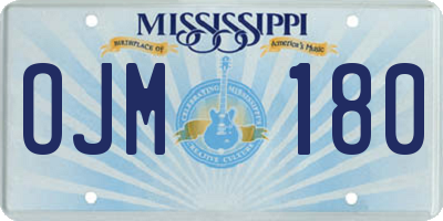 MS license plate OJM180