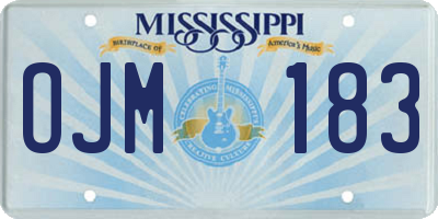 MS license plate OJM183