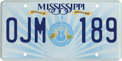 MS license plate OJM189