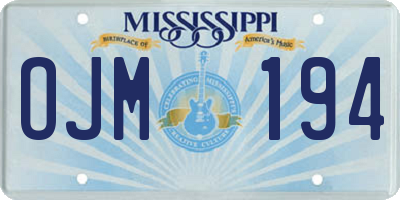 MS license plate OJM194