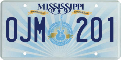 MS license plate OJM201