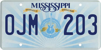 MS license plate OJM203