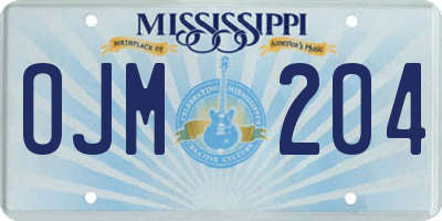 MS license plate OJM204