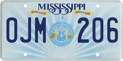 MS license plate OJM206