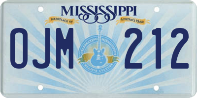 MS license plate OJM212