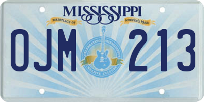 MS license plate OJM213