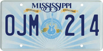 MS license plate OJM214
