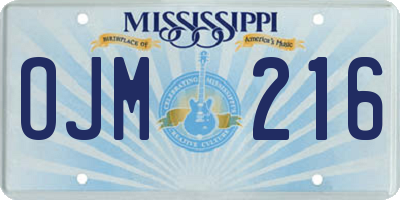 MS license plate OJM216