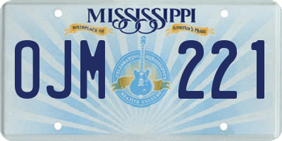 MS license plate OJM221