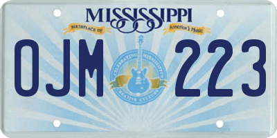 MS license plate OJM223