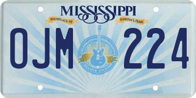 MS license plate OJM224