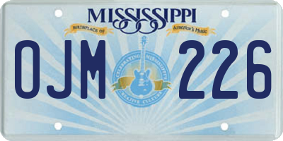 MS license plate OJM226
