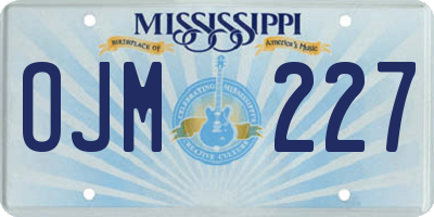 MS license plate OJM227