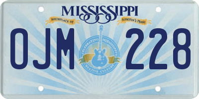 MS license plate OJM228