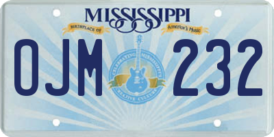 MS license plate OJM232