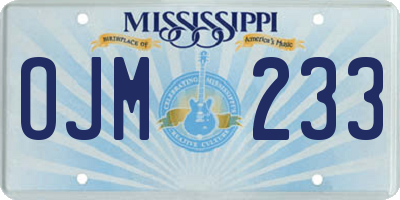 MS license plate OJM233