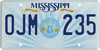 MS license plate OJM235