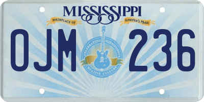 MS license plate OJM236