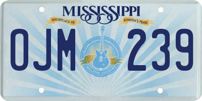 MS license plate OJM239