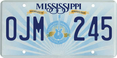 MS license plate OJM245