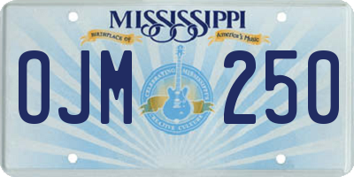 MS license plate OJM250