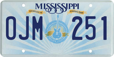 MS license plate OJM251