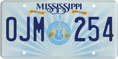 MS license plate OJM254