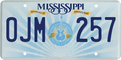 MS license plate OJM257