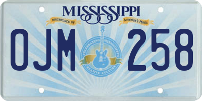 MS license plate OJM258