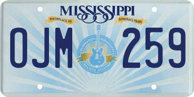 MS license plate OJM259