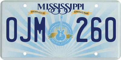 MS license plate OJM260