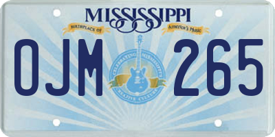 MS license plate OJM265