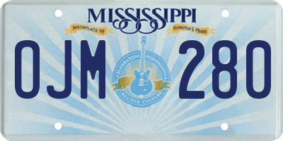MS license plate OJM280