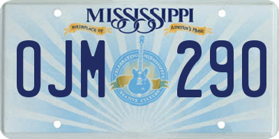 MS license plate OJM290